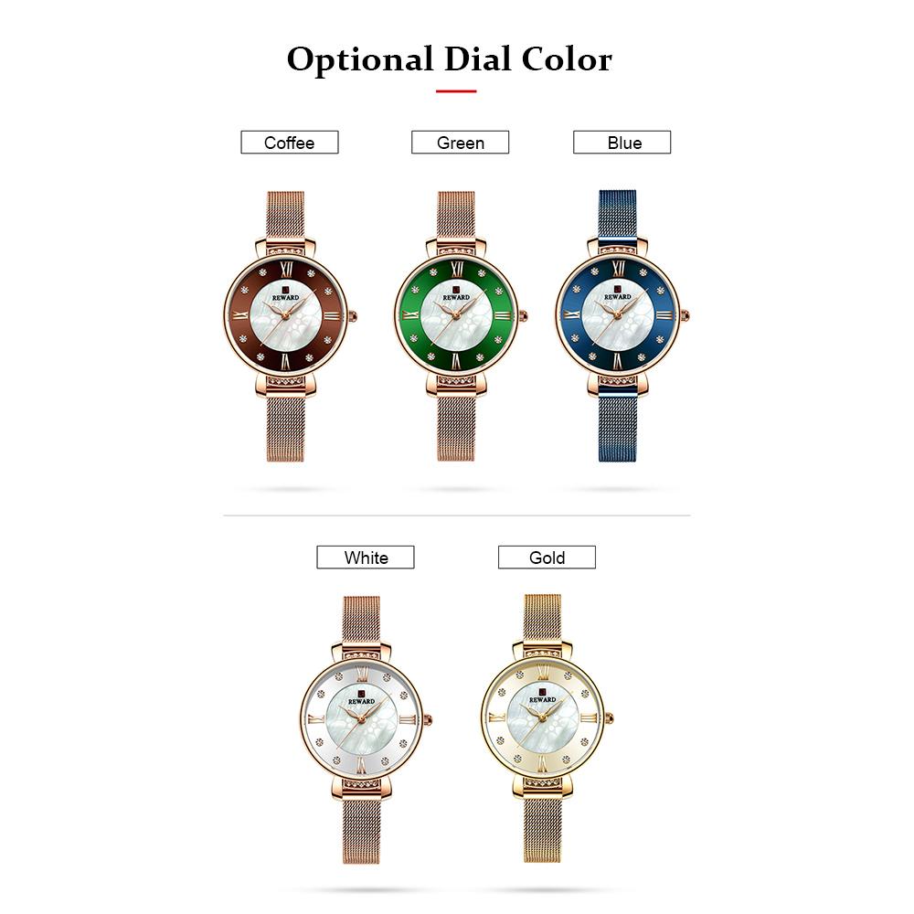 Đồng hồ nữ Quartz Movement Dây đeo bằng thép không gỉ Hiển thị thời gian  chống thấm nước 30M - Màu trắng