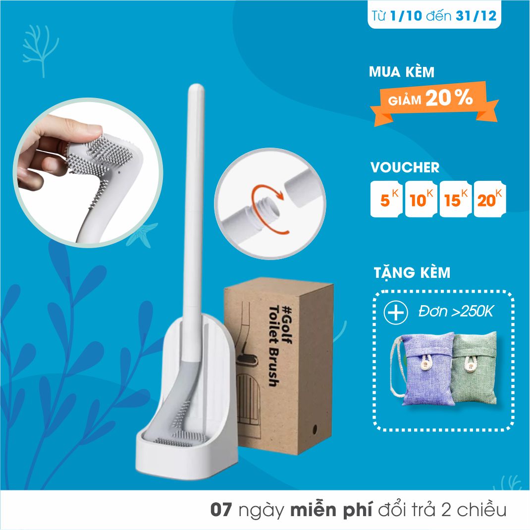 Chổi Cọ Bồn Cầu Toilet, Nhà Vệ Sinh Silicon Cao Cấp ECODEALS - Thiết kế độc đáo, tiện dụng, làm sạch mọi ngõ ngách