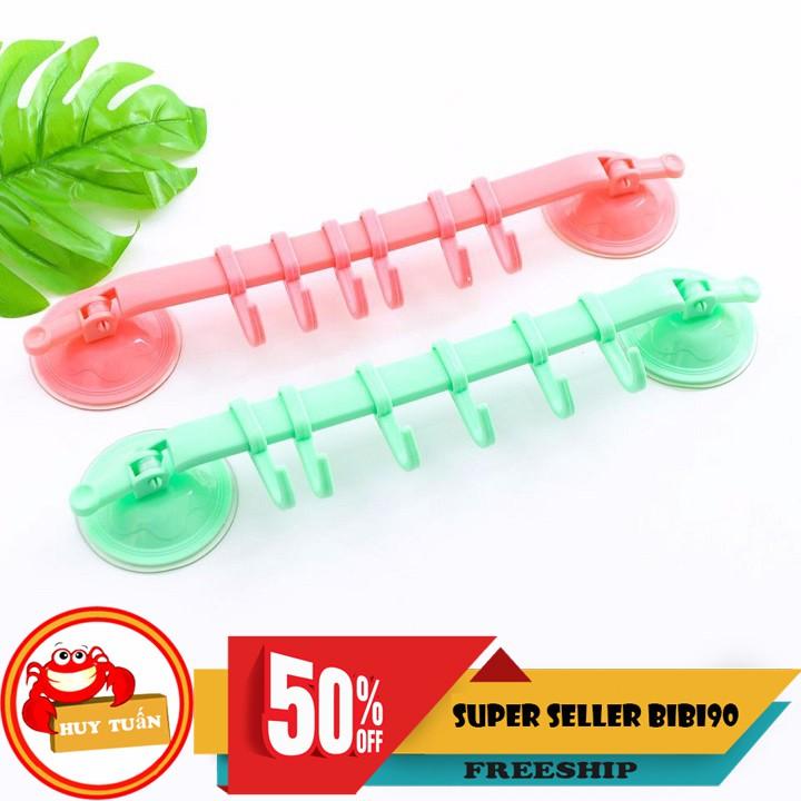 Móc treo đồ hút chân không tiện dụng thanh 6 móc