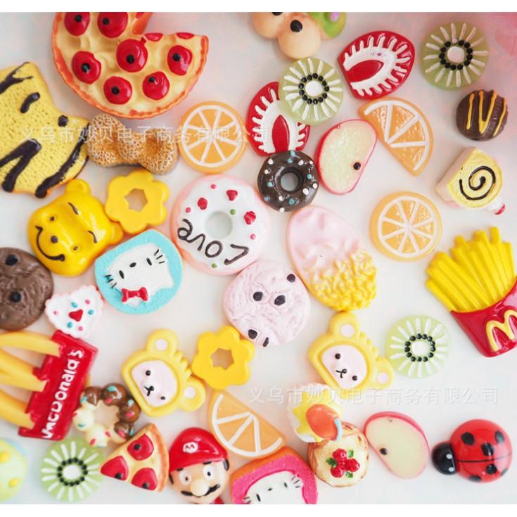 Chuyên Charm * Combo 50 charm Mario, McDonald, trái cây, bánh Kitty cho các bạn trang trí Jibbitz, vỏ ốp điện thoại, DIY
