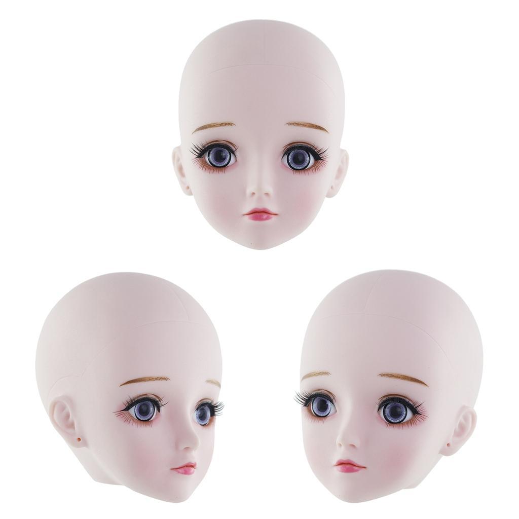 3Pcs BJD Doll 1/ Dolls Head Model with 4D Eyes DIY Dolls Accessories Girl