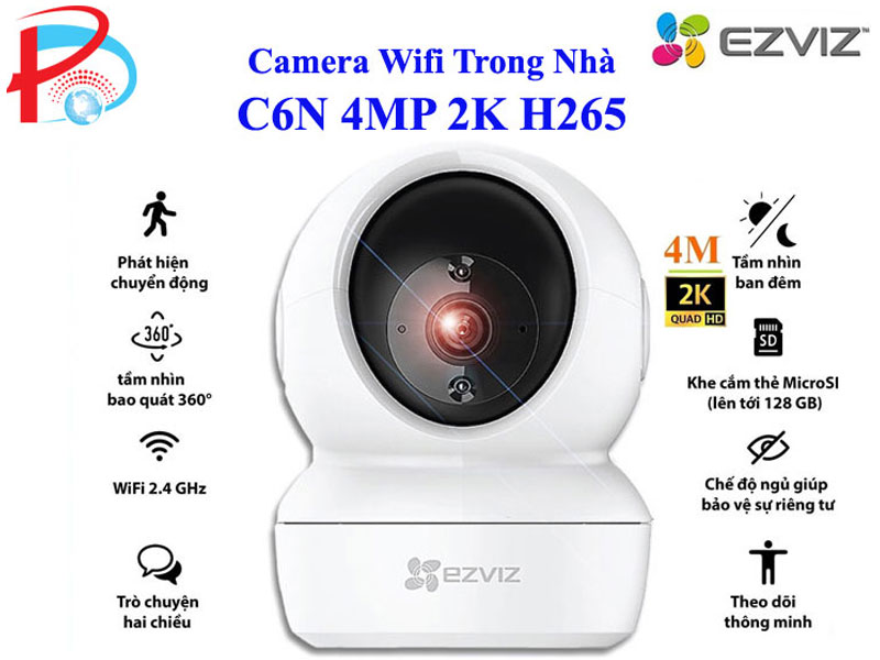 Camera Wifi Trong Nhà EZVIZ C6N 4MP 2K Quay Quét 355 độ - Đàm thoại 2 chiều - Hàng Chính Hãng