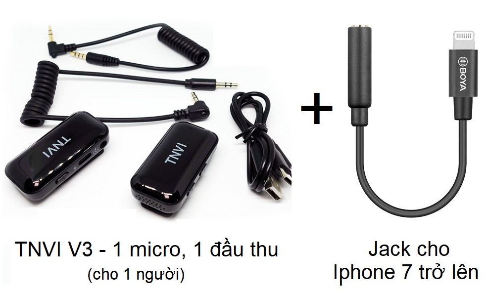 Micro thu âm cài áo không dây TNVI V3 cho 1 người