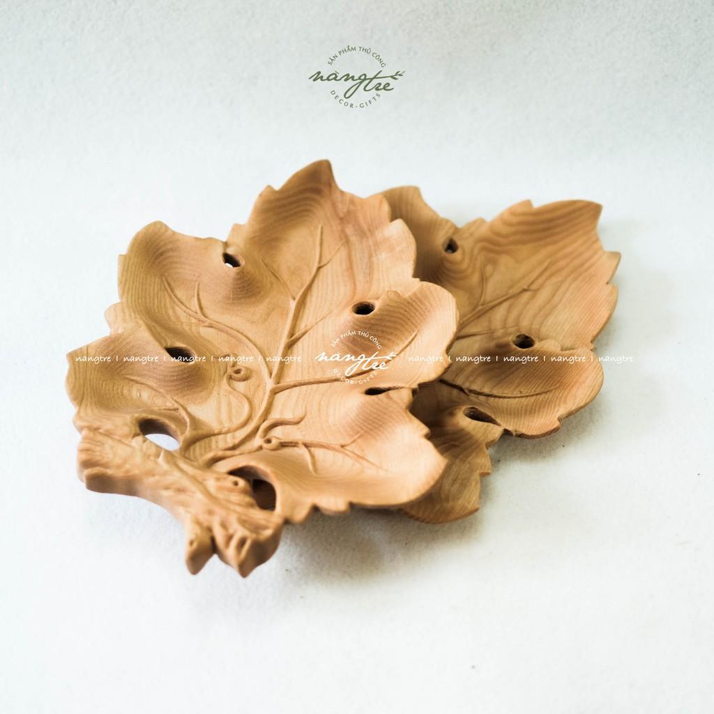 Khay gỗ hình lá nho/ Khay gỗ tần bì decor