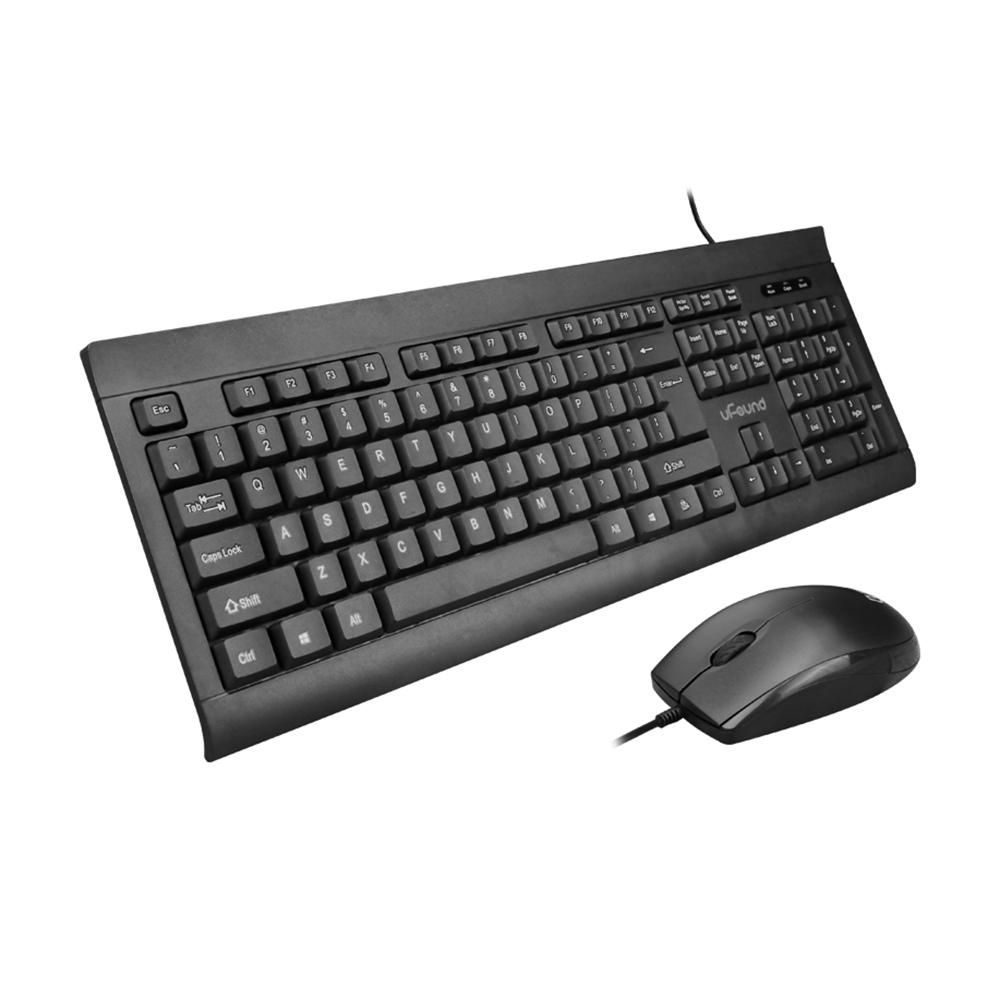 Chuột và Bàn phím U-766 Combo 106 Phím Decibel chống bắn tung tóe + Chuột có dây USB 1200DPI