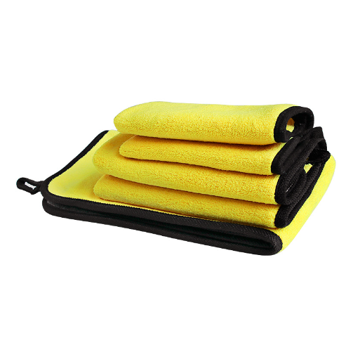 Khăn Lau Xe Hơi Chuyên Dụng Microfiber 2 Lớp Không Rụng Lông, Thấm Hút Nước Tốt Màu Vàng cỡ 30x30cm GD749-KhanLXe