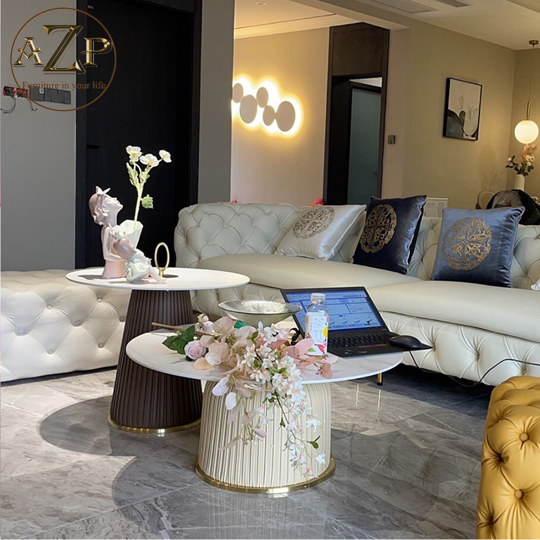 Bàn Sofa Mặt Đá Nhóm Cao Cấp Dòng Đương Đại AZP-966 Xu Hướng Mới Nhất 