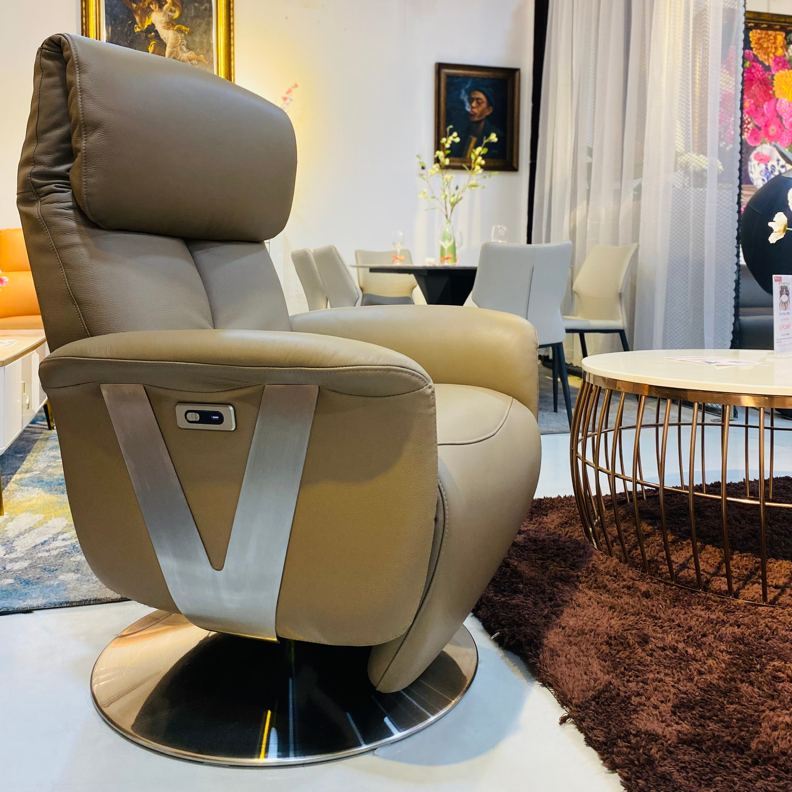 Ghế Sofa Đơn Da Bò Thư Giãn Chỉnh Điện - 2 6194-18 Cappuccino Alila