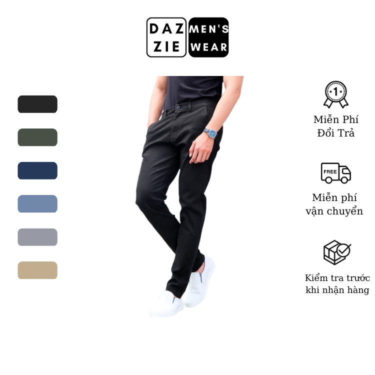 Quần Khaki Nam Dài DazzieMenwears chất Kaki mềm mịn, đa dạng màu dễ phối đồ, phù hợp mặc đi chơi, đi làm