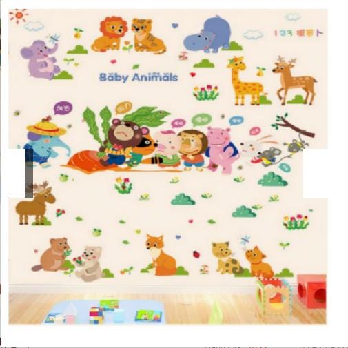 BỘ COMBO DECAL GHÉP ĐÔI TRANG TRÍ - Cà rốt 02 phối thú tiếng anh tròn