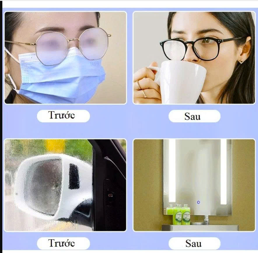 Hộp 100 khăn làm ngăn hơi đọng nước kính, khăn giấy lau nano lau sạch bụi, hơi nước, mờ sương bề mặt kính