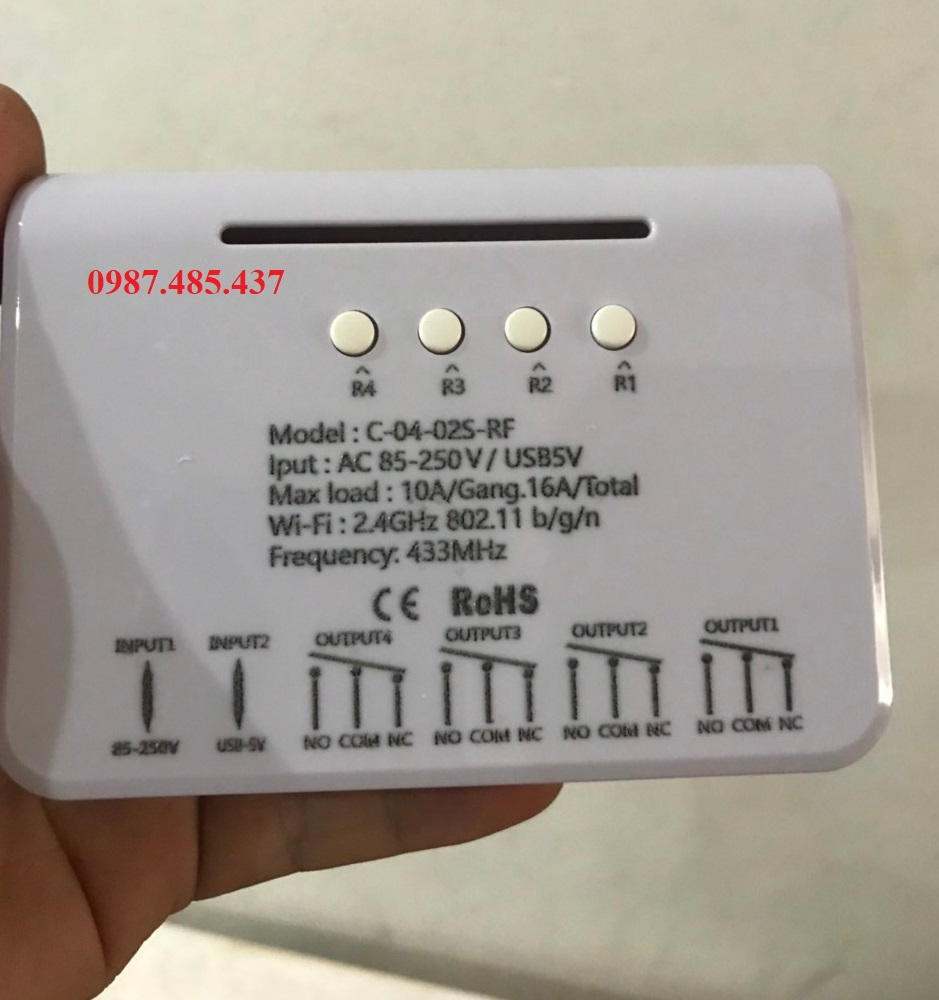 Công tắc thông minh điều khiển qua wifi 4 kênh dùng app Ewelink smart, Công tắc điều khiển từ xa qua điện thoại dùng Wifi - 4G- Remote