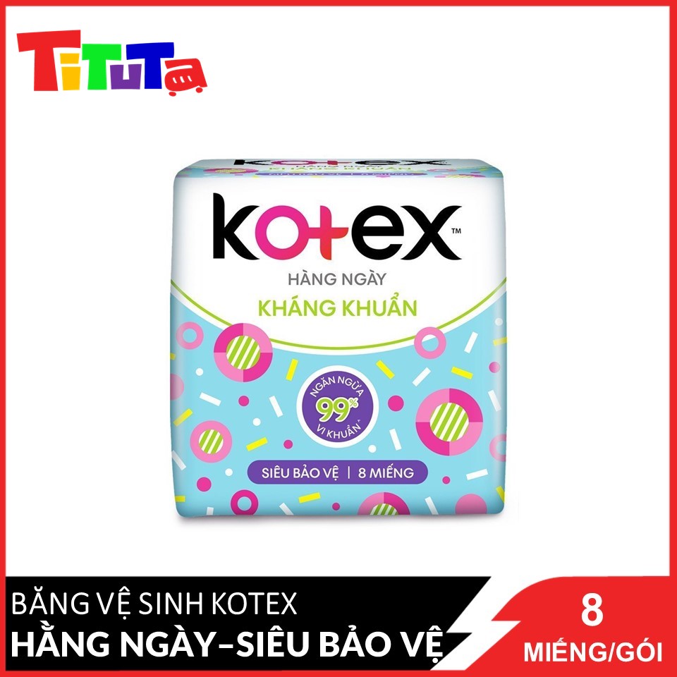 Băng Vệ Sinh Kháng Khuẩn Hàng Ngày Kotex Siêu Bảo Vệ 8 miếng