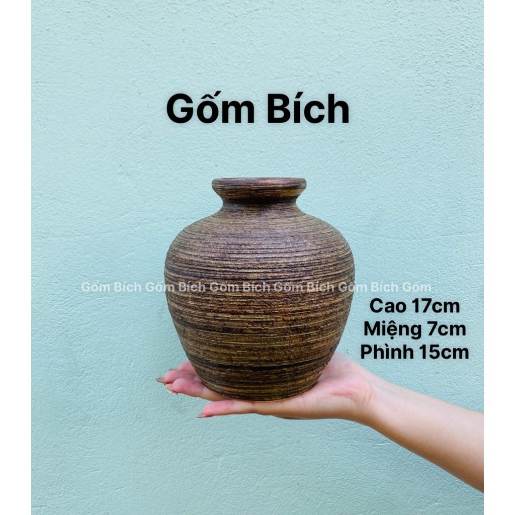 Bình Hoa Lọ Hoa Dáng Nậm Nhỏ Men Mộc Gốm Sứ Bát Tràng - Gốm Bích