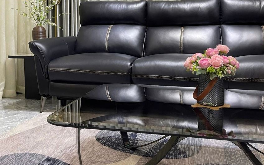Combo ghế sofa chỉnh điện góc L và ghế đơn 100% da bò Italy Juno sofa màu đen – SFDLCT30 3m3 x 1m7 hàng cao cấp chuẩn da bò nhập khẩu Ý