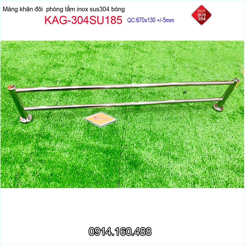 Thanh treo khăn tắm tovashu KAG-304SU185, Giá treo khăn phòng tắm Inox hộp cao cấp SUS304 tinh tế đến từng chi tiết