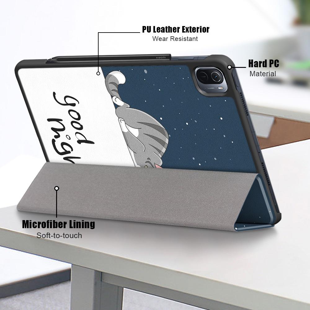Bao da máy tính bảng nắp gập bằng da PU nhẹ nhiều góc nhìn cho Xiaomi Pad 5 Pro