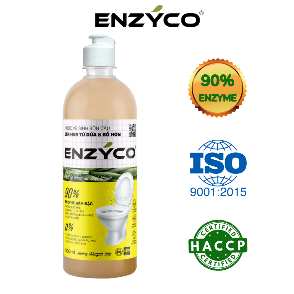 Nước Tẩy Bồn Cầu Sinh Học Enzyco 90% Enzyme Lên Men Từ Dứa Và Bồ Hòn, Diệt Khuẩn, Phân Huỷ Nhanh Làm Sạch Thiết Bị Vệ Sinh - Chai 500ml