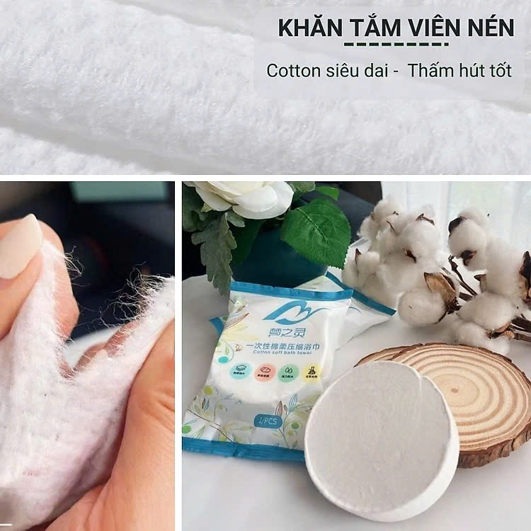 Khăn tắm nén du lịch vải cotton mềm mại thấm hút tốt, tiện lợi kích thước 70x140 cm dùng nhiều lần - compressed towel