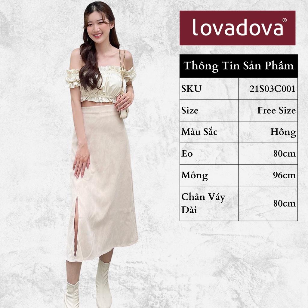 Chân Váy Nữ, Cách Điệu Xẻ Tà Bên Hông, Khóa Kéo Sau, Màu Hồng - Lovadova 21S03C001