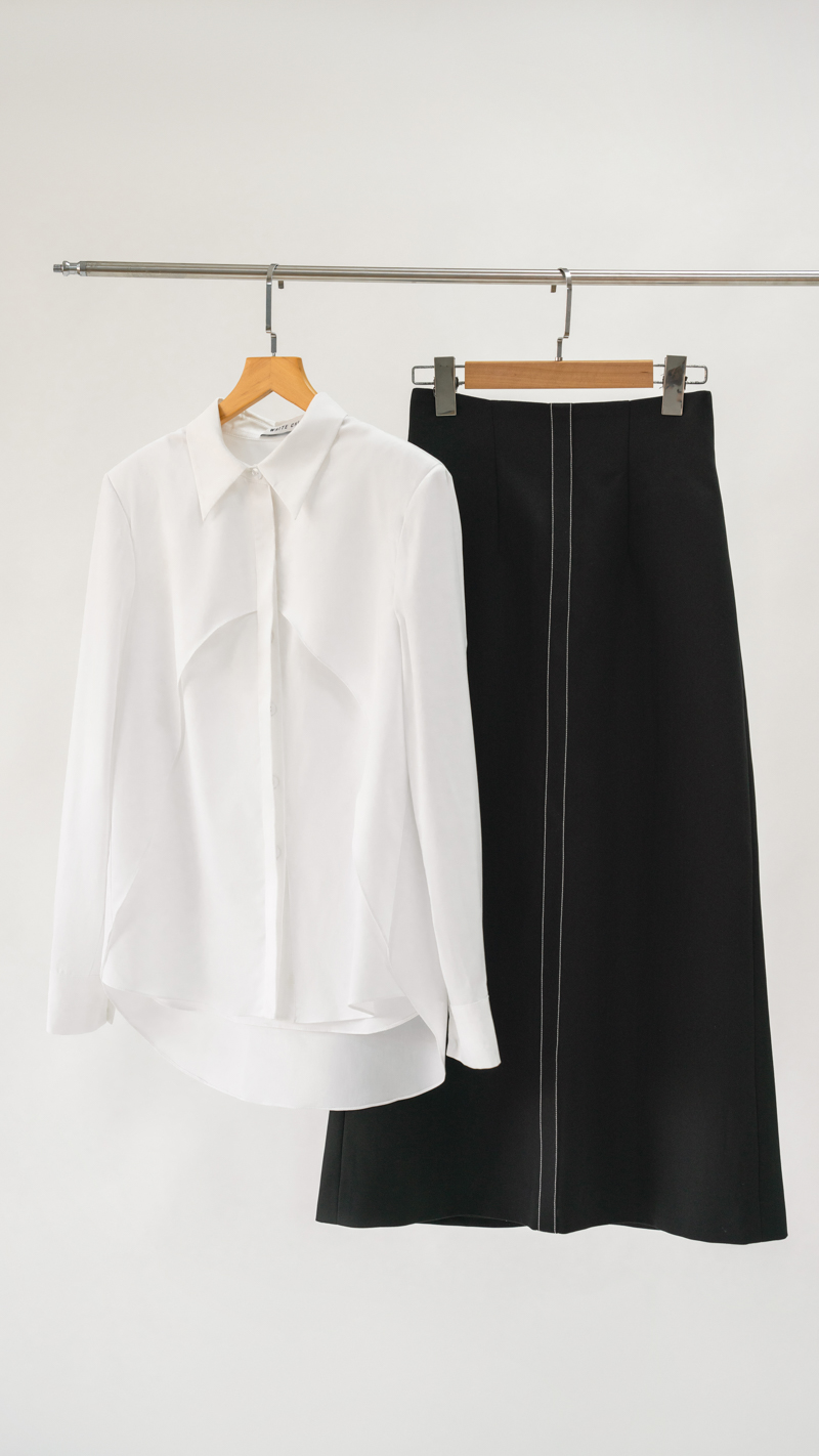 Set áo sơ mi dáng xuông Maxim thiết kế cao cấp WHITE CHIC