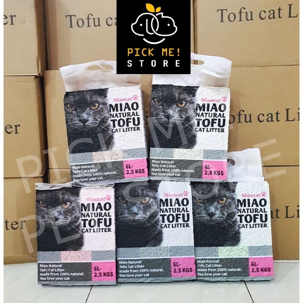 Cát vệ sinh đậu nành hữu cơ MIAO NATURAL TOFU 6L - siêu khử mùi, ít bụi. Có thể xả bồn cầu (Miaocat)