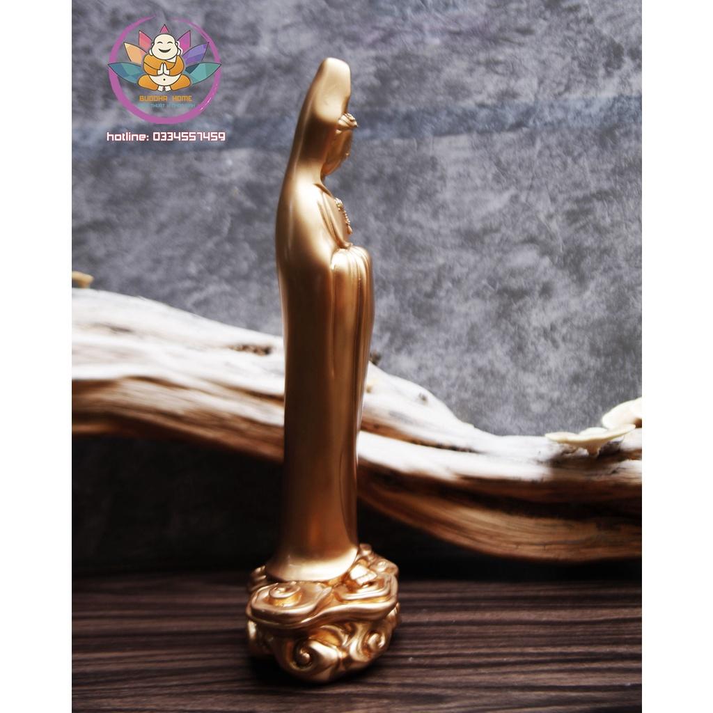 Tượng Mẹ Quan Âm cao 40cm màu vàng đồng gold trang trí nội thất nhà cửa- phong thủy- thờ cúng