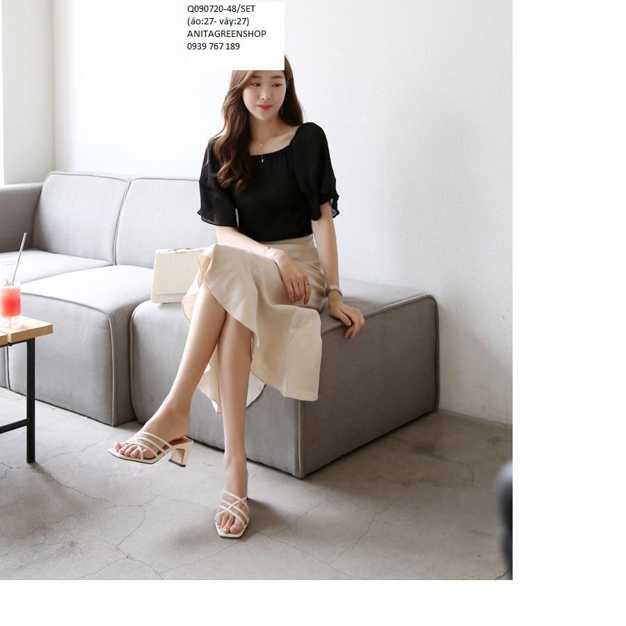 Q090720 SET ÁO VOAN PHỐI CHÂN VÁY