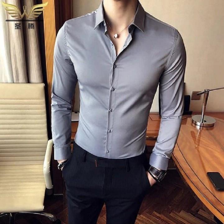 Áo sơ mi nam trắng - Sơ mi trắng trơn vải mềm, dễ ủi, thoáng mát. - Xanh đen,M