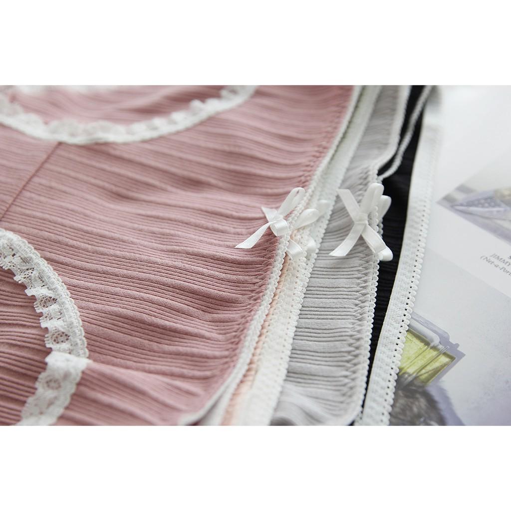 Quần lót nữ viền ren chất cotton len sợi tăm
