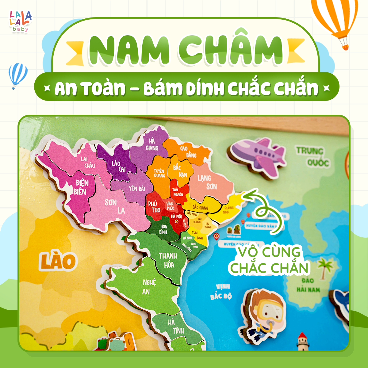 [Mẫu mới] Ghép hình Địa lý Việt Nam - Đồ chơi ghép hình nam châm cho bé 3 tuổi trở lên