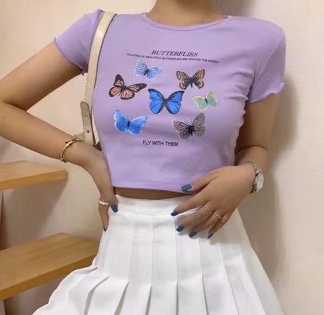 Áo croptop đàn bướm vintage