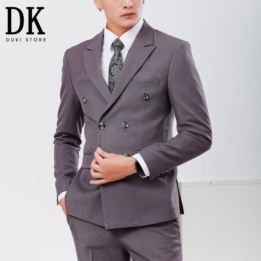 Bộ vest nam 6 cúc Hàn Quốc đẹp màu xám trầm giá siêu rẻ - DUKI STORE