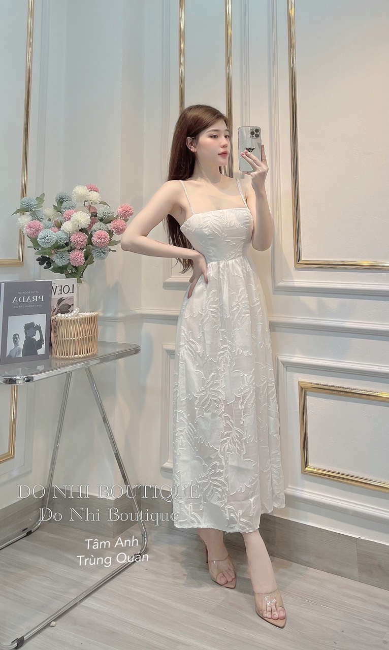Váy maxi dây ngọc 3 màu sang chảnh