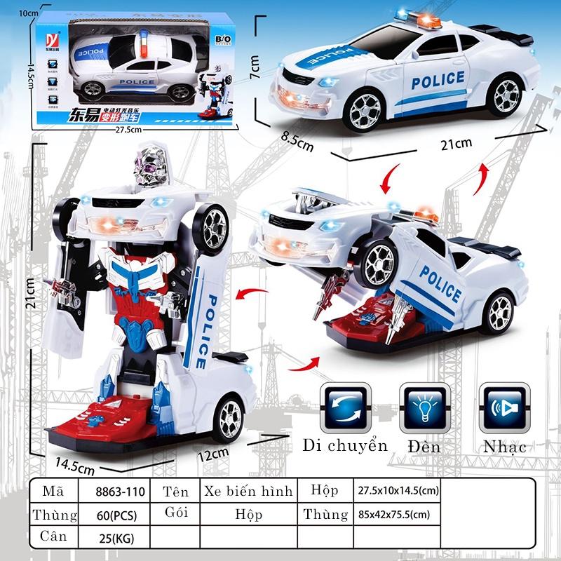 Đồ chơi trẻ em ô tô cảnh sát biến hình robot có nhạc và đèn