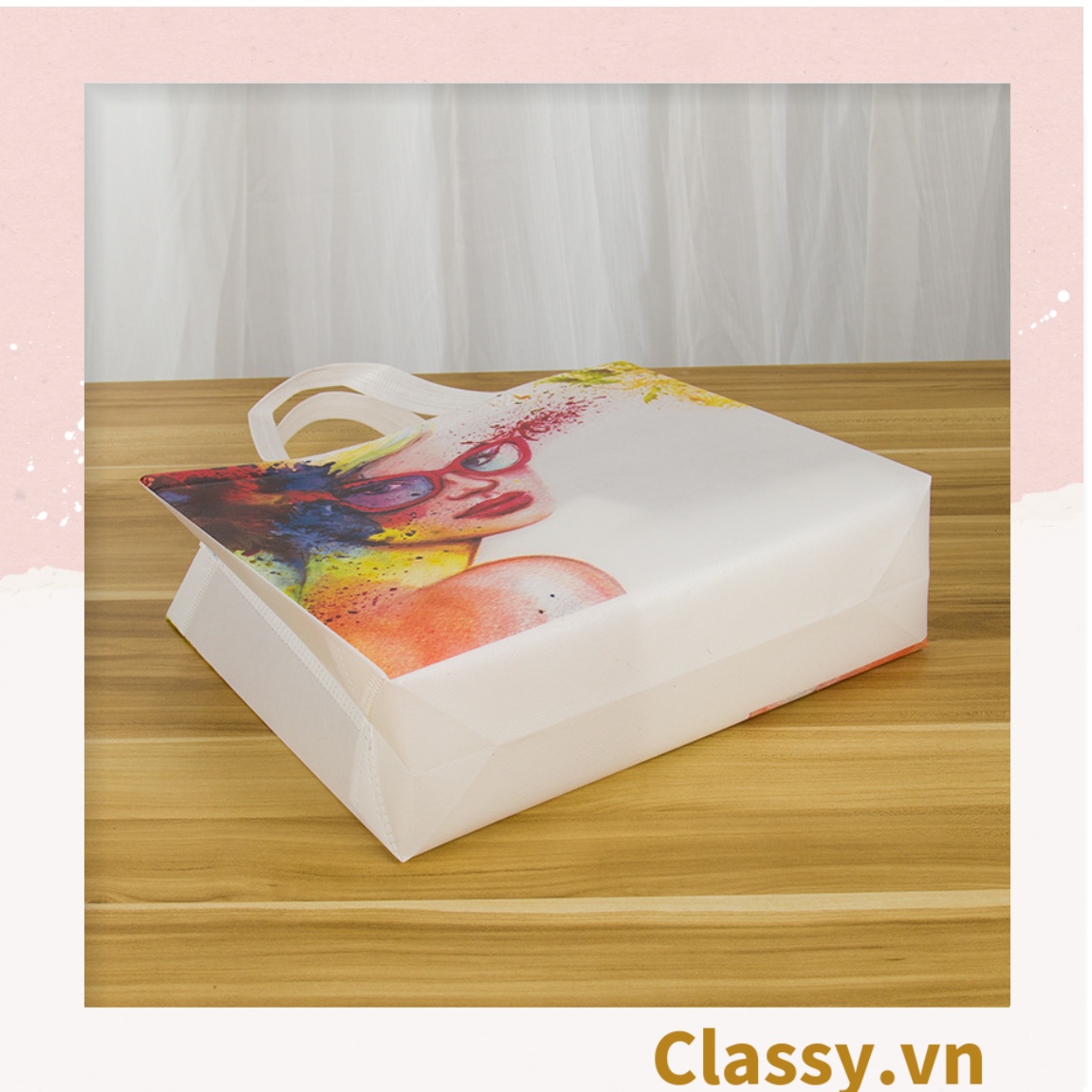 Túi Tote size khổng lồ; chất liệu vải không dệt, hàng dầy chịu tải 40kg, in hình cá tính T587