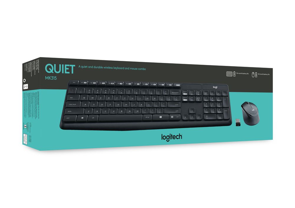 Bộ Bàn Phím Và Chuột Không Dây Logitech MK315 Silent giảm 99% tiếng ồn - Hàng chính hãng