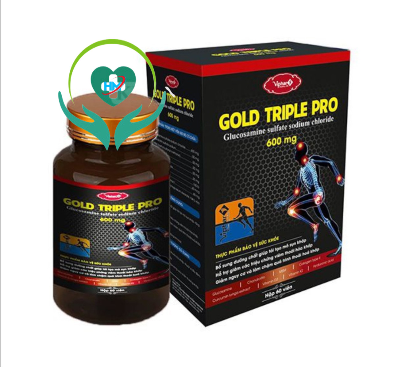 Viên Xương Khớp GOLD TRIPLE PRO Vinaphar - Lọ 60 Viên - Giảm Các Triệu Chứng Thoái Hóa khớp, Viêm KHớp