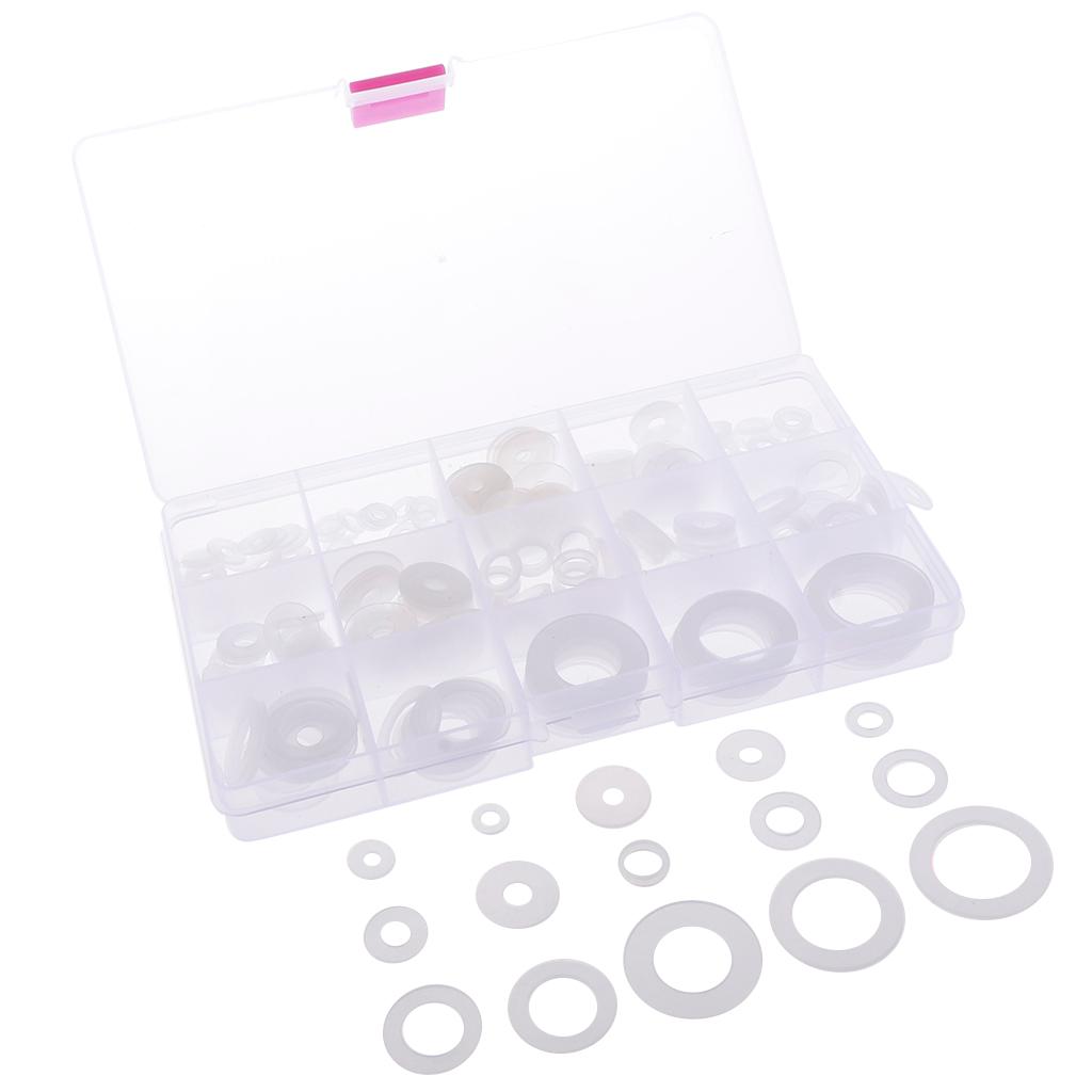 250 Chiếc Nylon Trắng O Vòng Máy Giặt Hải Cẩu Vòng Đệm Assortment Bộ Cho Xe Thuyền