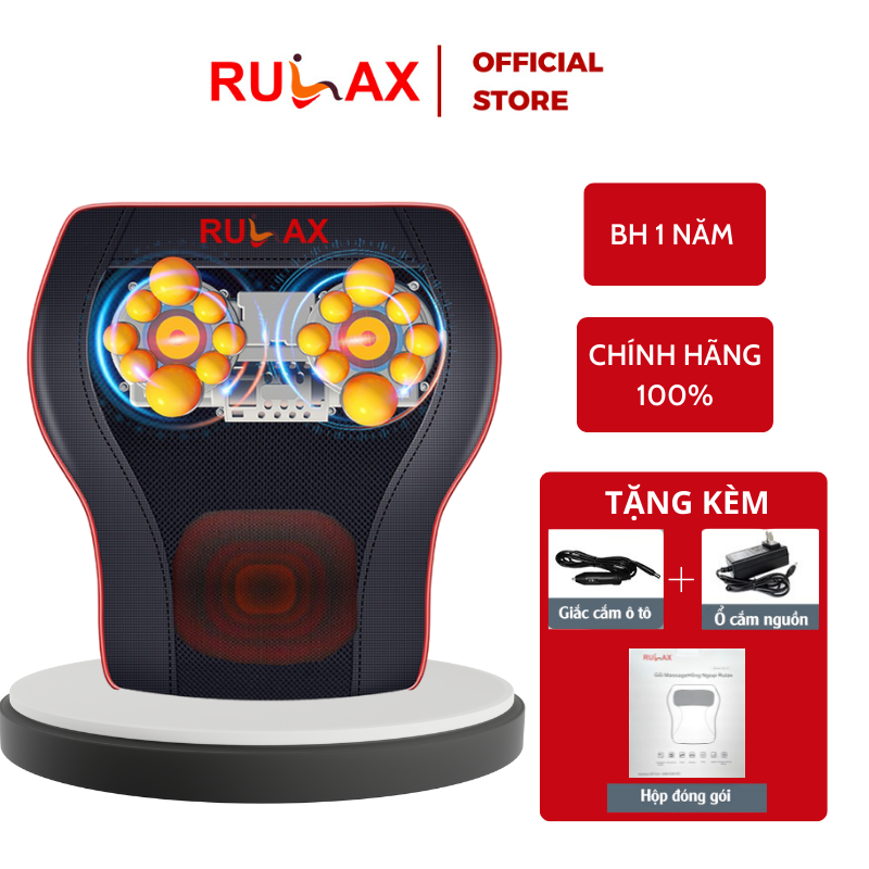 Gối Massage Hồng Ngoại RULAX 01 cổ vai gáy tựa lưng đa năng