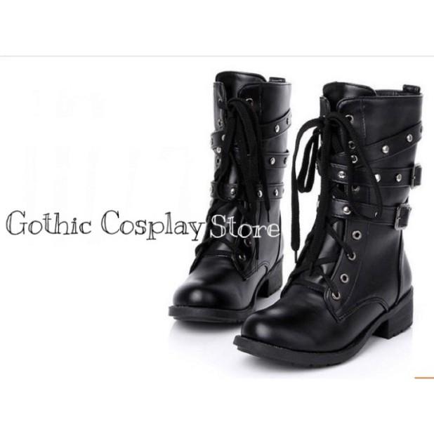 Giày boot cổ cao chiến binh cosplay phong cách Nhật phối dây quấn cực cá tính ( size 35-42 )