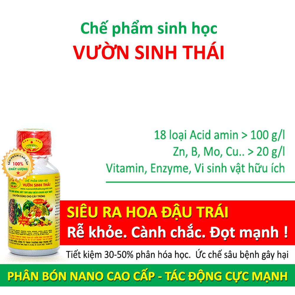 Phân bón Lan, hoa Hồng, cây cảnh, rau màu. Chế phẩm sinh học NANO cao cấp VƯỜN SINH THÁI. Giúp rễ khỏe, đọt mạnh, lá dầy, ra hoa nhiều. Ức chế sâu, nấm bệnh gây hại. Chiết xuất 100% Thiên Nhiên