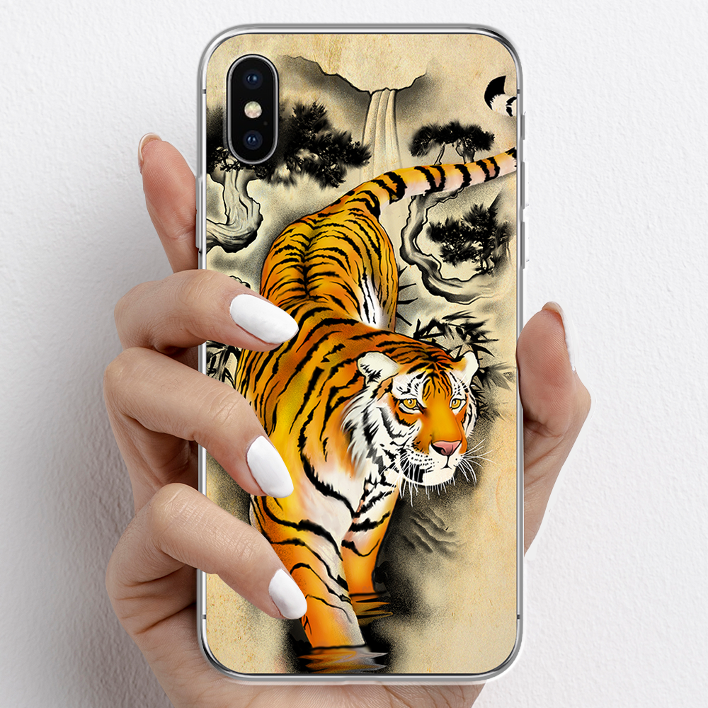Ốp lưng cho iPhone XS, iPhone XS Max nhựa TPU mẫu Cọp tranh vẽ