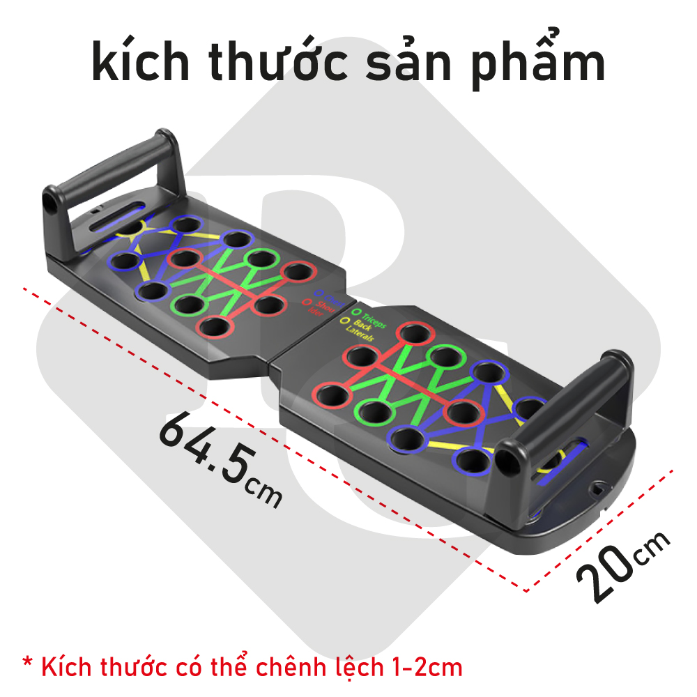 Dụng cụ hỗ trợ chống đẩy, hít đất tập thể thao tại nhà kèm bàng chỉ dẫn theo màu sắc tập trung các nhóm cơ chính - Kèm dây đàn hồi tập đa năng (hàng nhập khẩu)