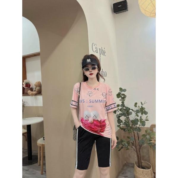 Đồ bộ nữ quần ngố áo form.rộng in họa tiết siêu xinh