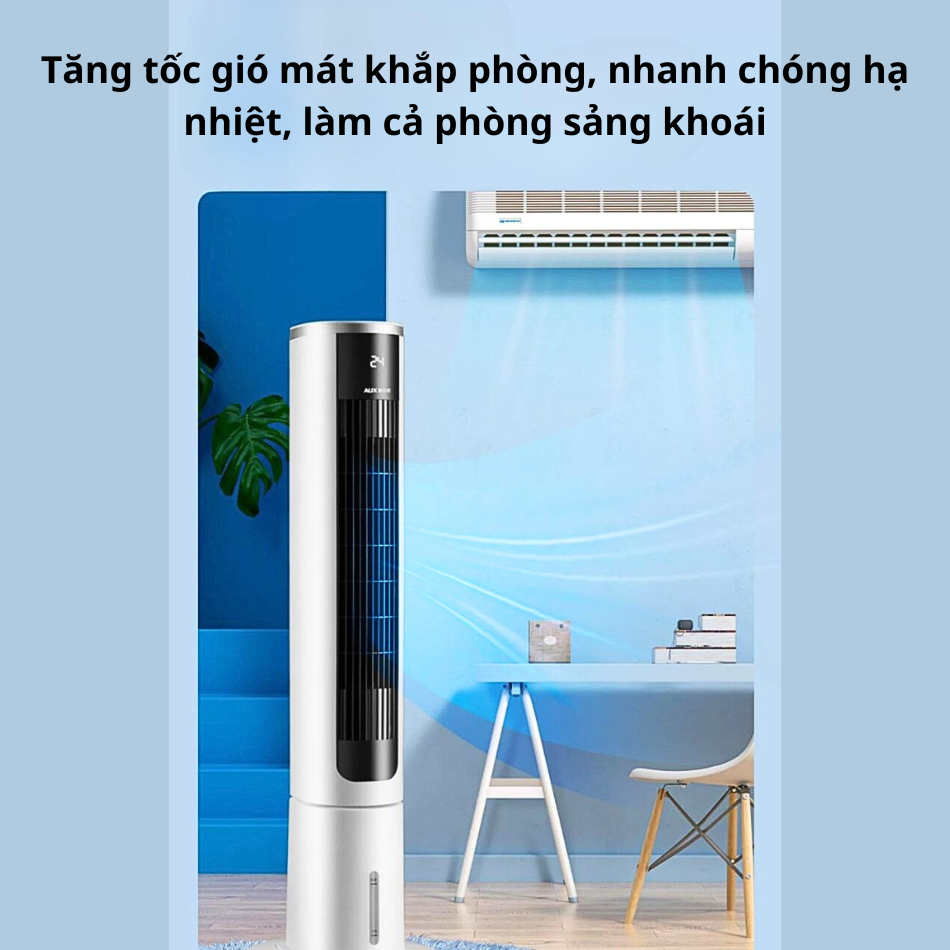 Quạt Điều Hòa Hơi Nước AUX model FT-TS45CR cao 101 cm Điều Khiển Từ Xa+ cảm ứng, màn LED hiển thị nhiệt độ Quạt Tháp Hẹn Giờ Mẫu Sang Trọng Cao Cấp