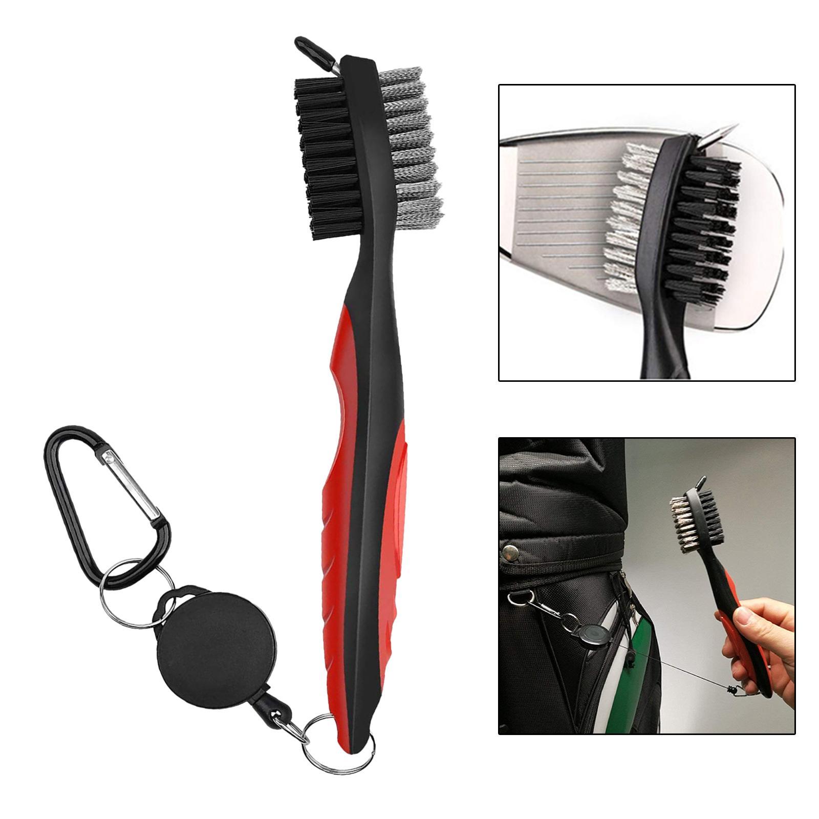 Dual Sided Club Brush Groove Cleaner Tools with Carabiner Portable for Red