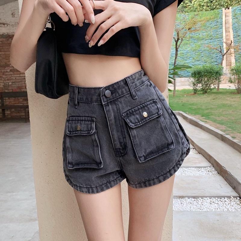 Quần Short Jean Đen Có Túi Phong Cách Trẻ Trung Năng Động Thời Trang Cho Nữ