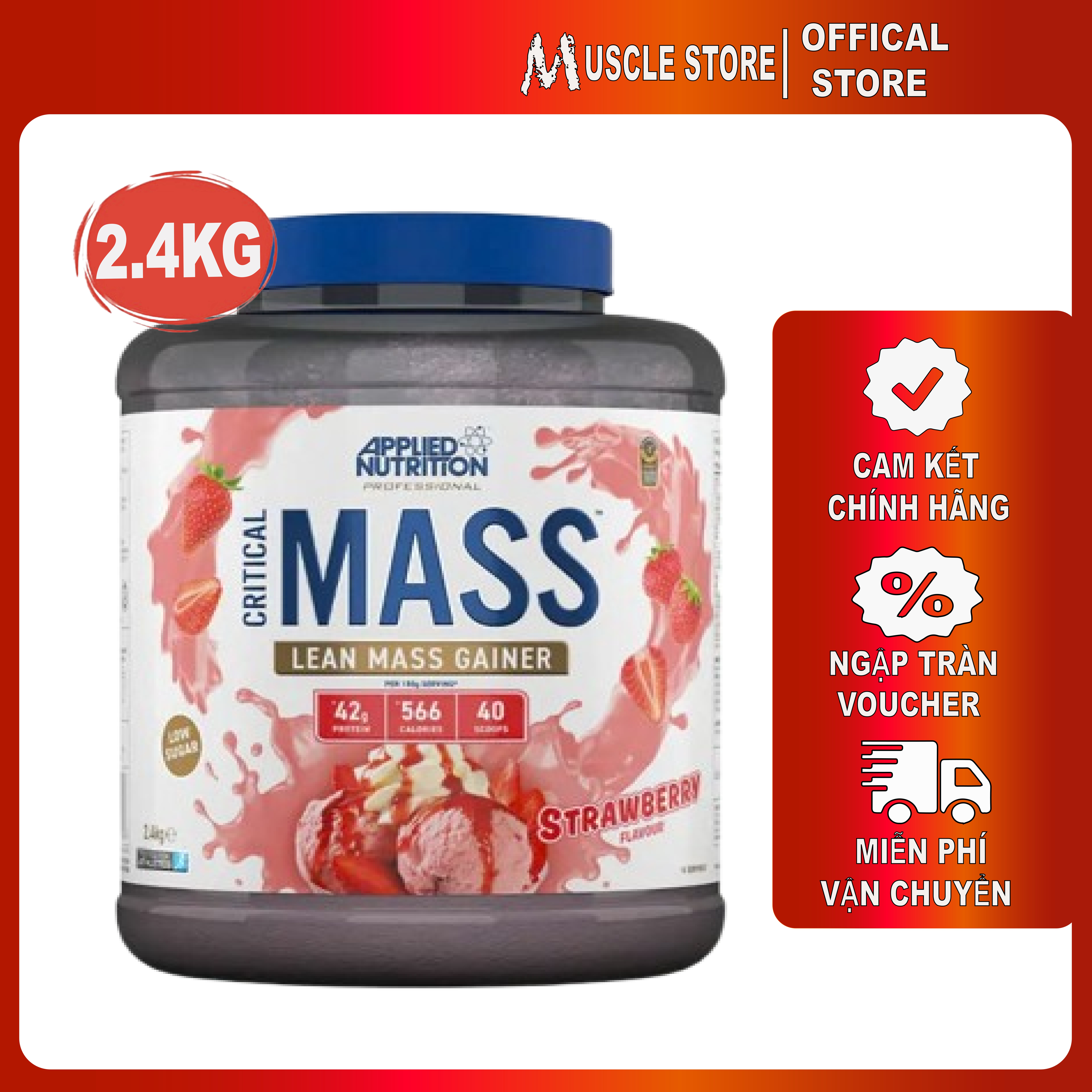 Applied Critical Mass Professional 2.4KG (16 Servings) -Sữa Dinh Dưỡng Tăng Cân Nhanh Cao Cấp Cho Người Gầy