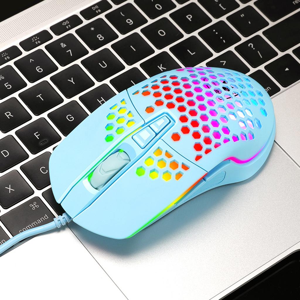 Lightweight Gaming Mouse Wired Honeycomb Hollow RGB Streamer 1600 DPI Programming Optical Sensor for PS4 Gamer